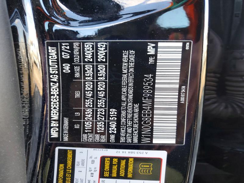 Продажа на аукционе авто 2021 Mercedes-benz Glc, vin: W1N0G8EB4MF989534, номер лота: 48687476