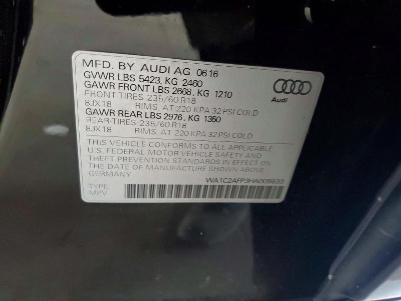 49913676 :رقم المزاد ، WA1C2AFP3HA009633 vin ، 2017 Audi Q5 مزاد بيع