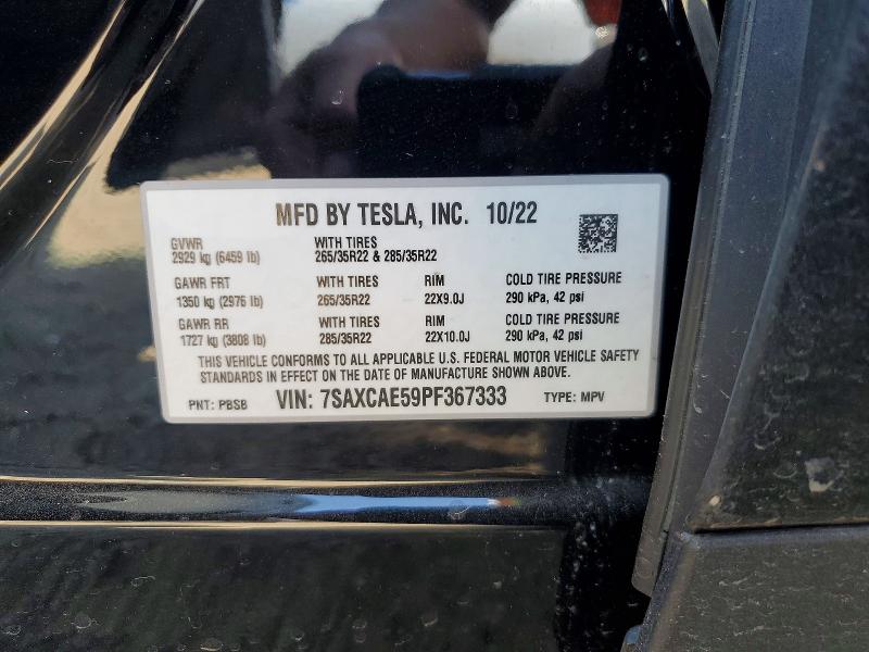 Aukcja sprzedaży 2023 Tesla Model X, vin: 7SAXCAE59PF367333, numer aukcji: 50718436