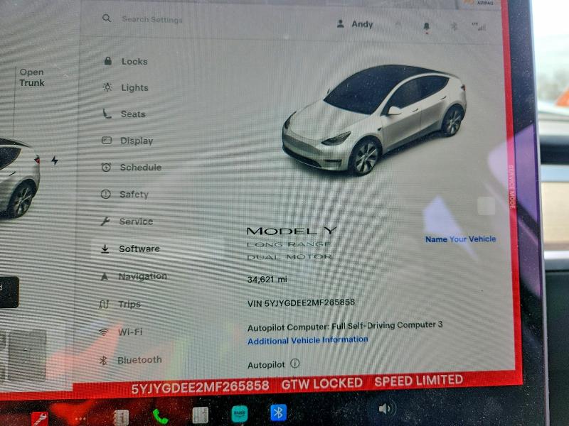 Продаж на аукціоні авто 2021 Tesla Model Y, vin: 5YJYGDEE2MF265858, номер лоту: 49100166