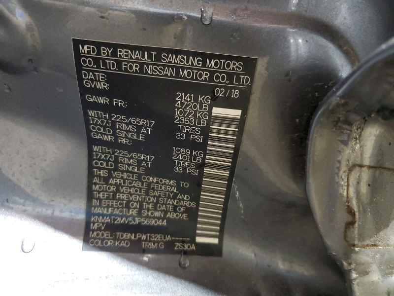 51794706 :رقم المزاد ، KNMAT2MV5JP569044 vin ، 2018 Nissan Rogue مزاد بيع