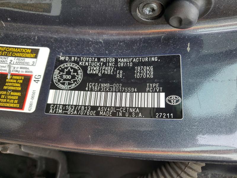 Aukcja sprzedaży 2011 Toyota Camry, vin: 4T1BF3EK3BU175594, numer aukcji: 47111216