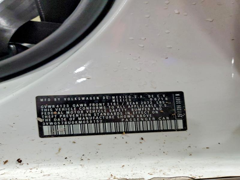 49184606 :رقم المزاد ، 3VWG57BU0KM059152 vin ، 2019 Volkswagen Jetta مزاد بيع