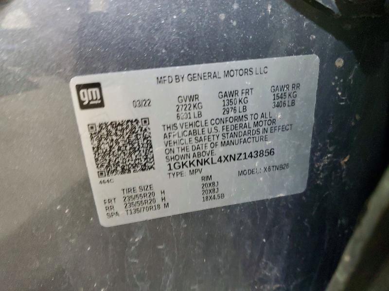 Auction sale of the 2022 Gmc Acadia, vin: 1GKKNKL4XNZ143856, lot number: 49266536