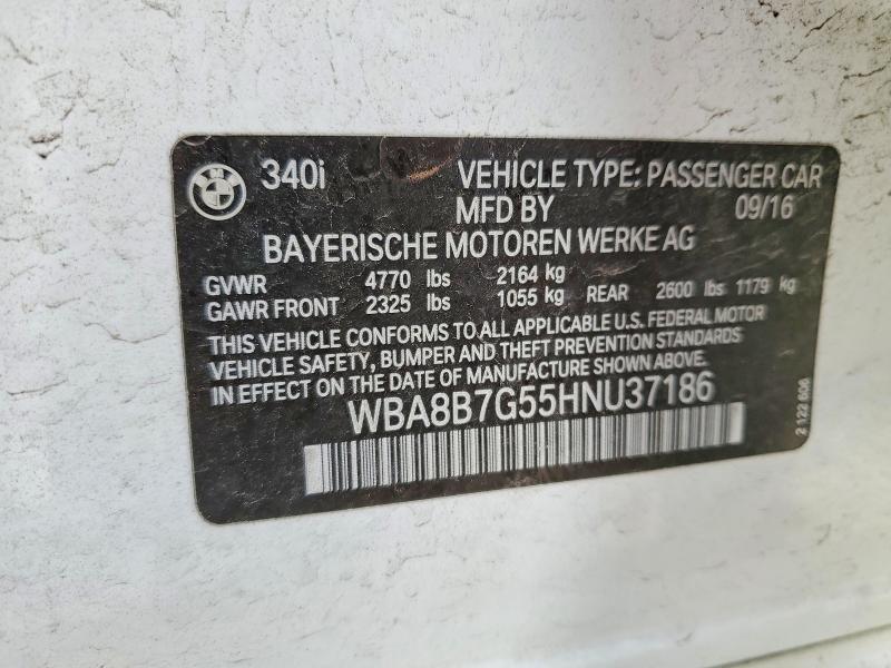 51981866 :رقم المزاد ، WBA8B7G55HNU37186 vin ، 2017 Bmw 340 مزاد بيع