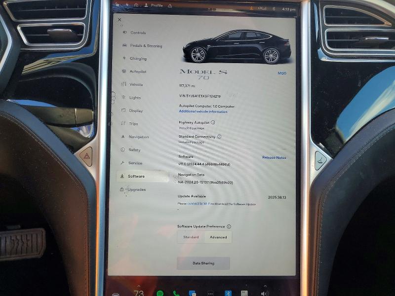 2016 Tesla Model S მანქანა იყიდება აუქციონზე, vin: 5YJSA1E1XGF124219, აუქციონის ნომერი: 49107466