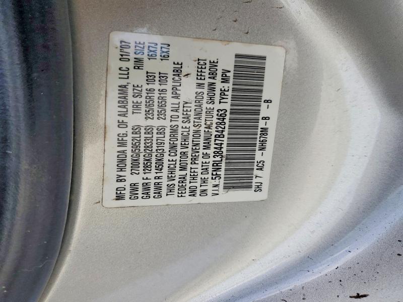 49714146 :رقم المزاد ، 5FNRL38447B428463 vin ، 2007 Honda Odyssey مزاد بيع