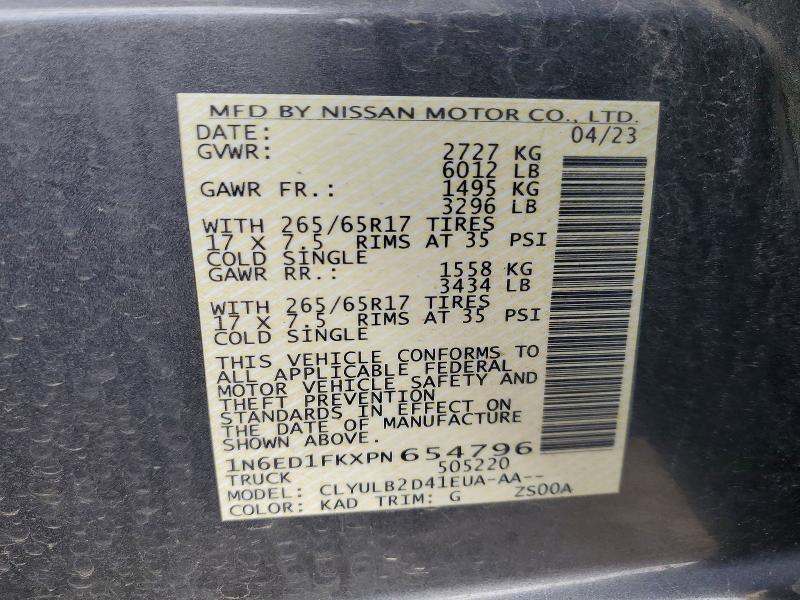 Продажа на аукционе авто 2023 Nissan Frontier, vin: 1N6ED1FKXPN654796, номер лота: 51293176