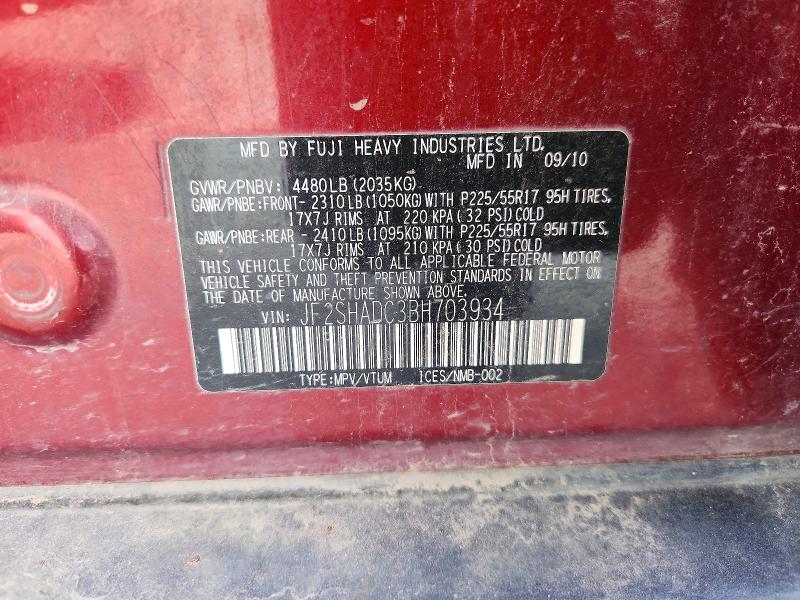 51822306 :رقم المزاد ، JF2SHADC3BH703934 vin ، 2011 Subaru Forester مزاد بيع