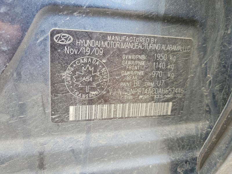 Aukcja sprzedaży 2010 Hyundai Sonata, vin: 5NPET4AC0AH657446, numer aukcji: 51871256