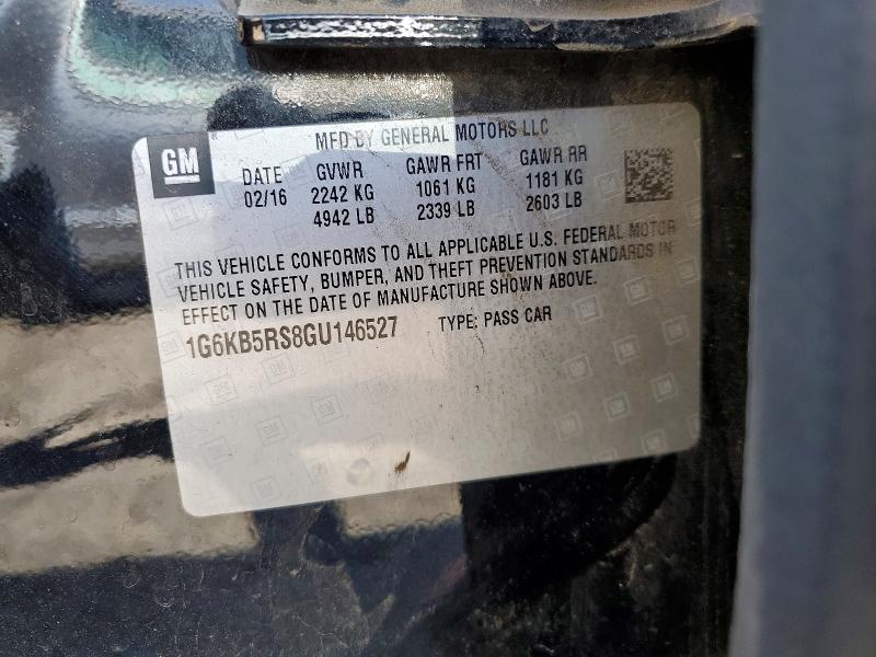 Auction sale of the 2016 Cadillac Ct6, vin: 1G6KB5RS8GU146527, lot number: 48394946