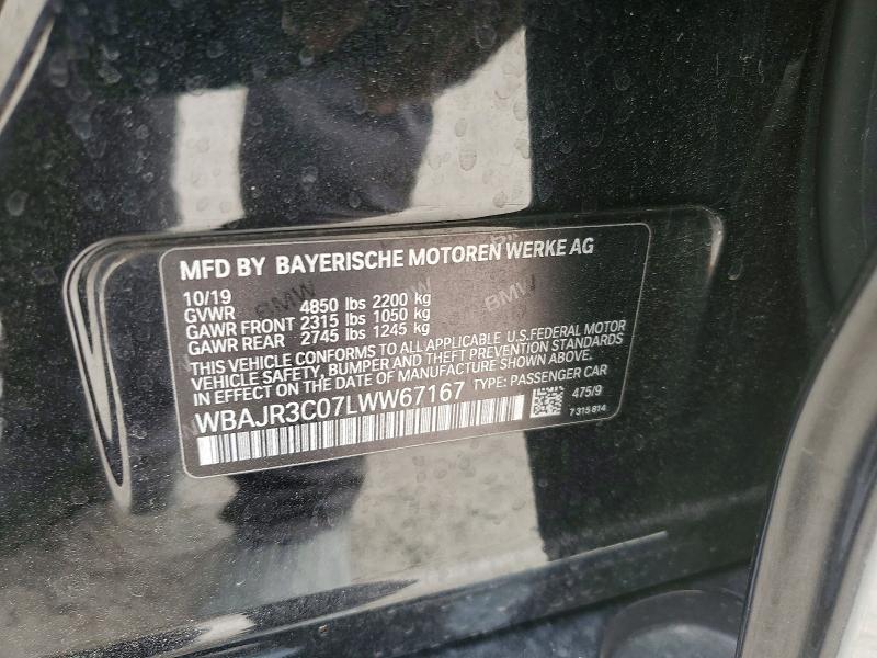 52083166 :رقم المزاد ، WBAJR3C07LWW67167 vin ، 2020 Bmw 530 مزاد بيع