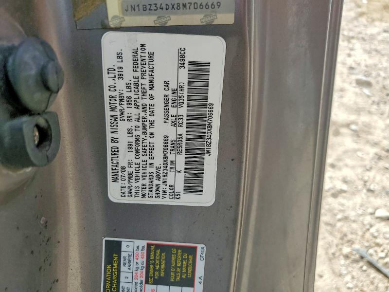 Продажа на аукционе авто 2008 Nissan 350z, vin: JN1BZ34DX8M706669, номер лота: 49962586