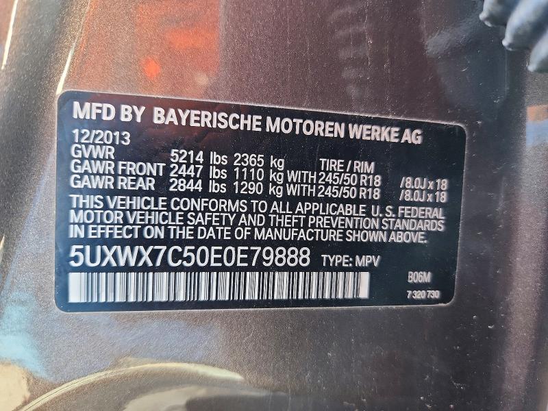 Продаж на аукціоні авто 2014 Bmw X3, vin: 5UXWX7C50E0E79888, номер лоту: 50761366