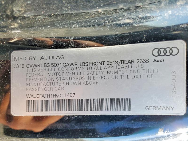 Aukcja sprzedaży 2015 Audi A5, vin: WAUCFAFH1FN011497, numer aukcji: 49962676