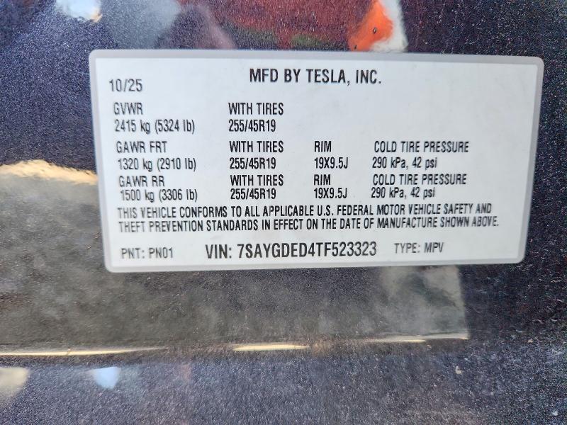 Aukcja sprzedaży 2026 Tesla Model Y, vin: 7SAYGDED4TF523323, numer aukcji: 51809306