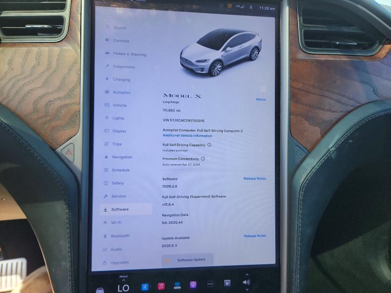 2019 Tesla Model X მანქანა იყიდება აუქციონზე, vin: 5YJXCAE21KF183015, აუქციონის ნომერი: 49758306