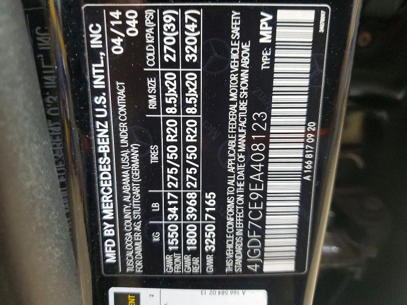 Продажа на аукционе авто 2014 Mercedes-benz Gl, vin: 4JGDF7CE9EA408123, номер лота: 50023966