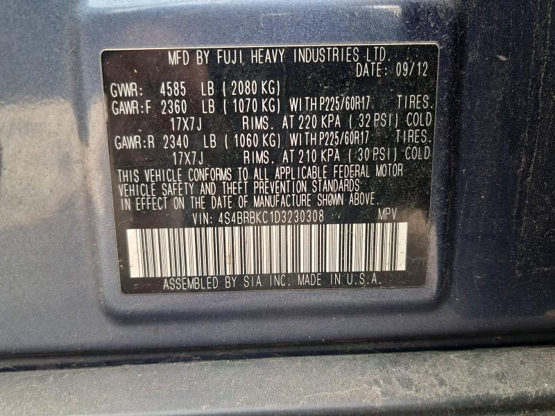 Продажа на аукционе авто 2013 Subaru Outback, vin: 4S4BRBKC1D3230308, номер лота: 51459046