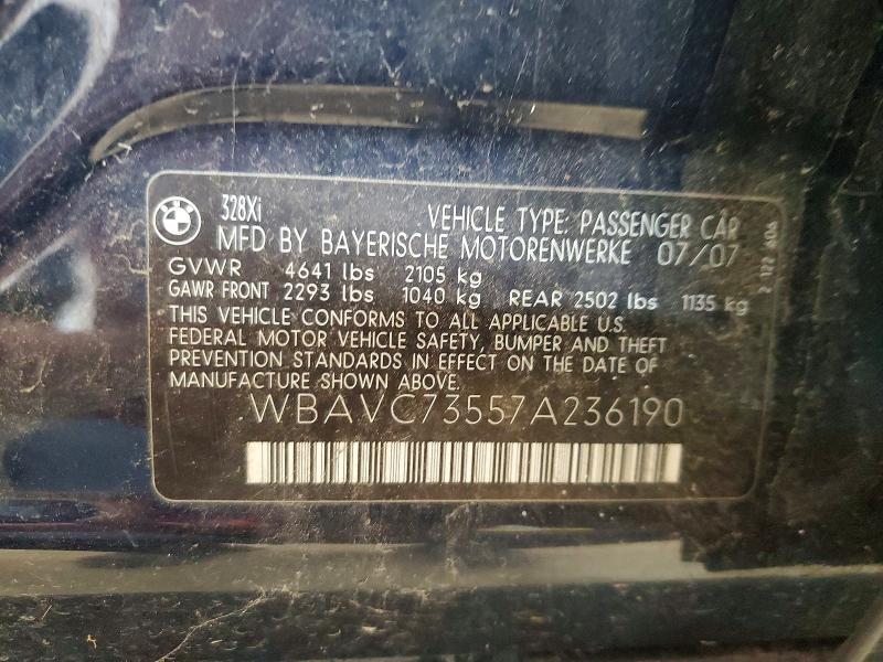 Продаж на аукціоні авто 2007 Bmw 328, vin: WBAVC73557A236190, номер лоту: 49253816