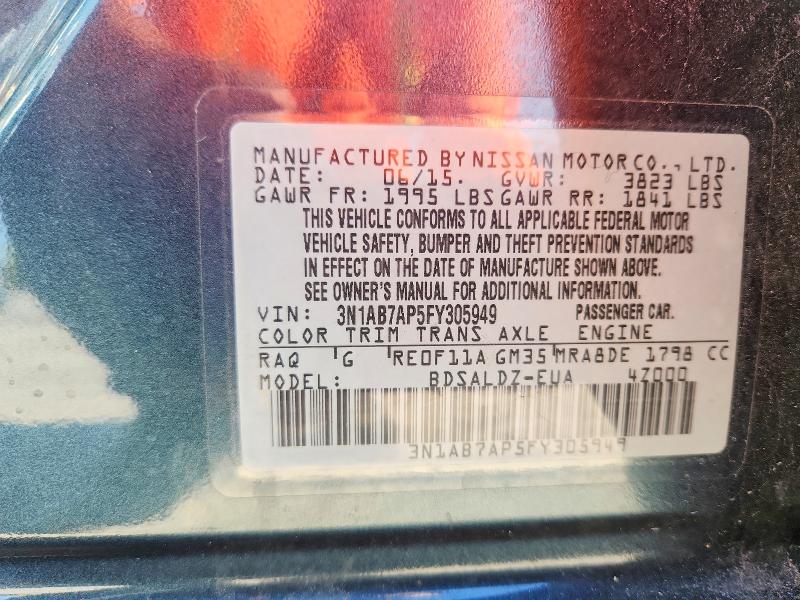 Продажа на аукционе авто 2015 Nissan Sentra, vin: 3N1AB7AP5FY305949, номер лота: 50686986