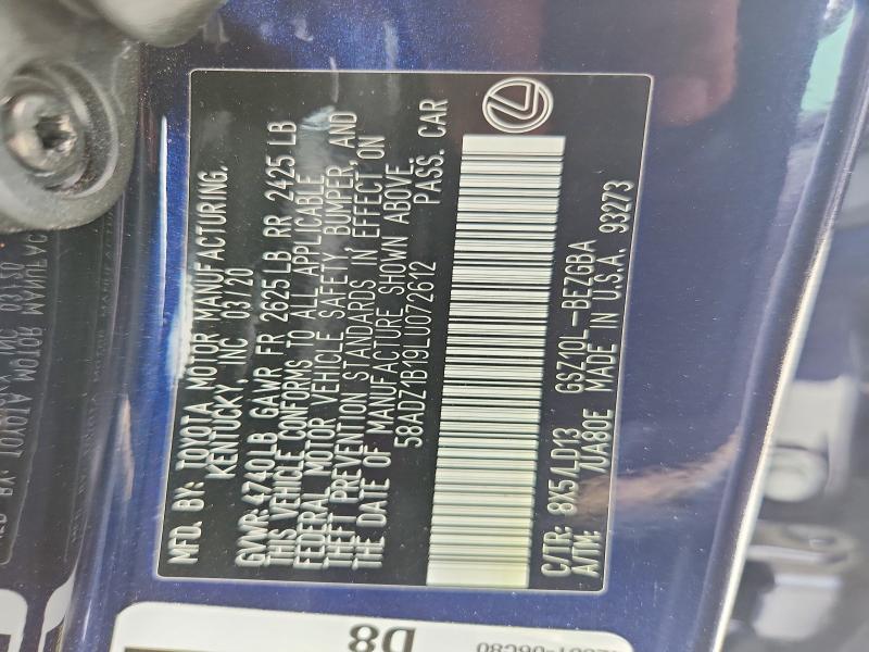 Продажа на аукционе авто 2020 Lexus Es, vin: 58ADZ1B19LU072612, номер лота: 49685146