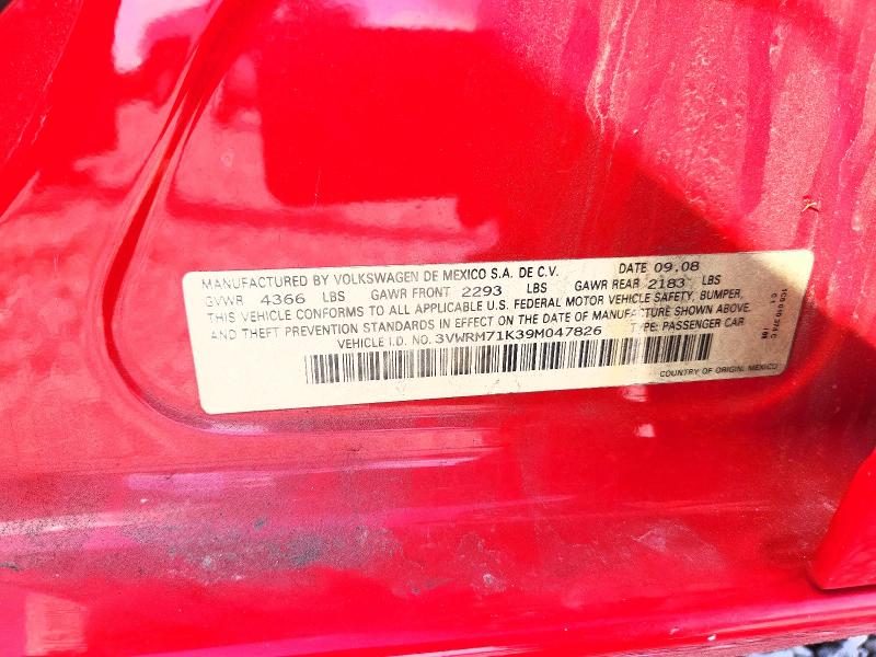 51379716 :رقم المزاد ، 3VWRM71K39M047826 vin ، 2009 Volkswagen Jetta مزاد بيع