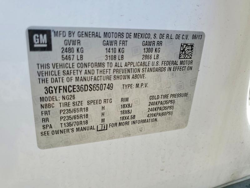 Aukcja sprzedaży 2013 Cadillac Srx, vin: 3GYFNCE36DS650749, numer aukcji: 50695716
