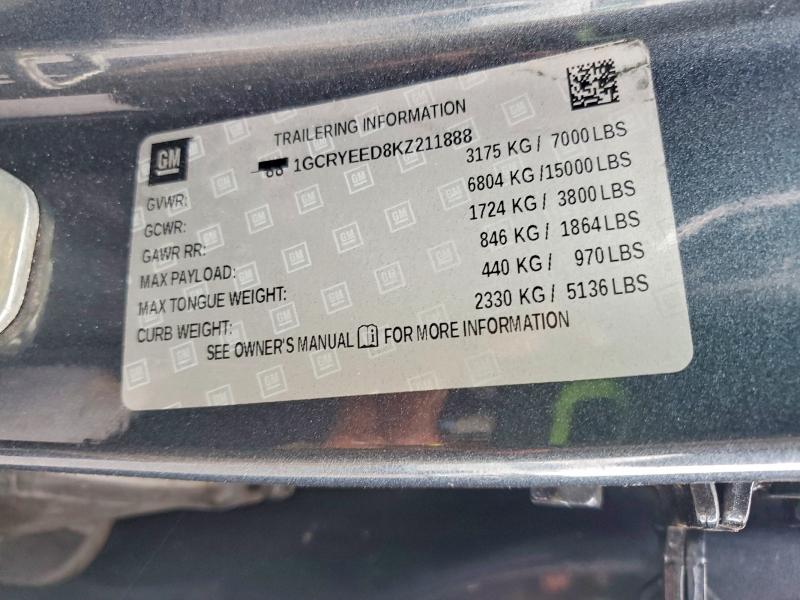 Aukcja sprzedaży 2019 Chevrolet Silverado, vin: 1GCRYEED8KZ211888, numer aukcji: 51881096