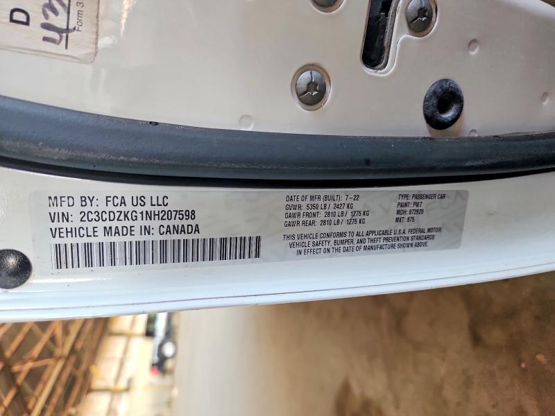 2022 Dodge Challenger მანქანა იყიდება აუქციონზე, vin: 2C3CDZKG1NH207598, აუქციონის ნომერი: 48547066