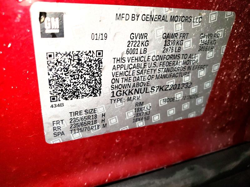 Продаж на аукціоні авто 2019 Gmc Acadia, vin: 1GKKNULS7KZ201332, номер лоту: 49803126