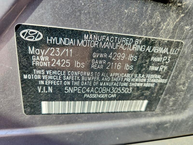 51131906 :رقم المزاد ، 5NPEC4AC0BH305503 vin ، 2011 Hyundai Sonata مزاد بيع