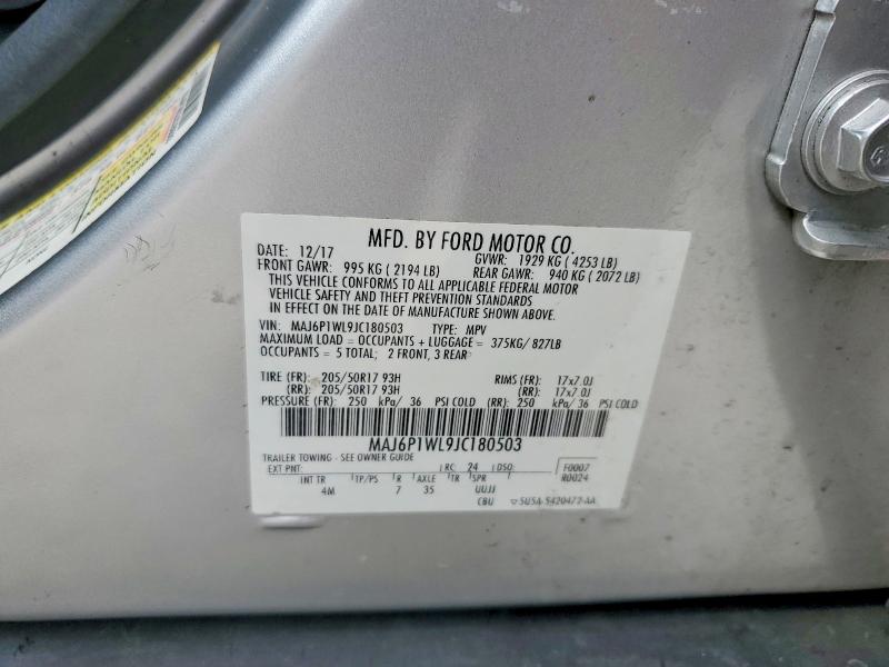Aukcja sprzedaży 2018 Ford Ecosport, vin: MAJ6P1WL9JC180503, numer aukcji: 49217476