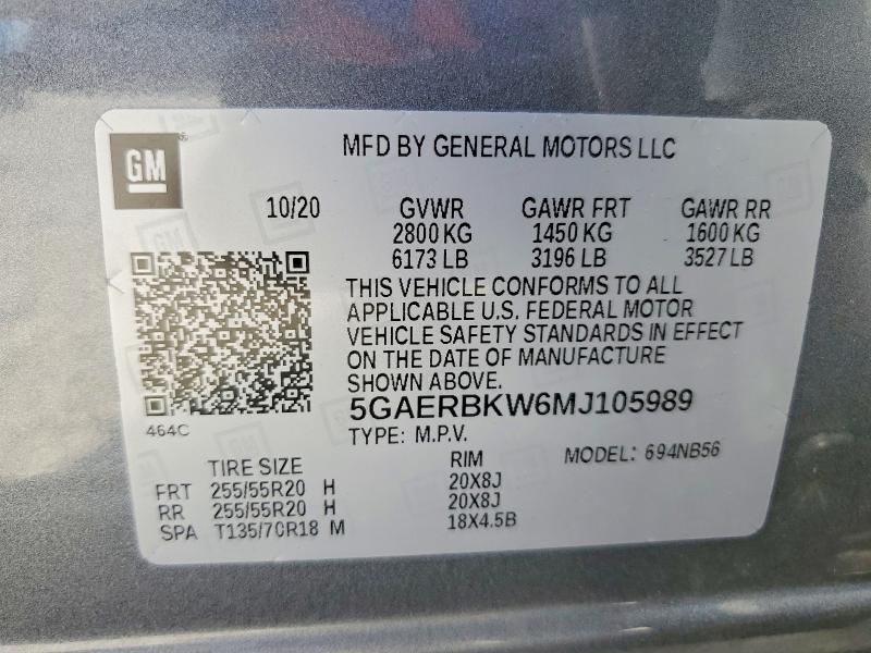 Продажа на аукционе авто 2021 Buick Enclave, vin: 5GAERBKW6MJ105989, номер лота: 51941666