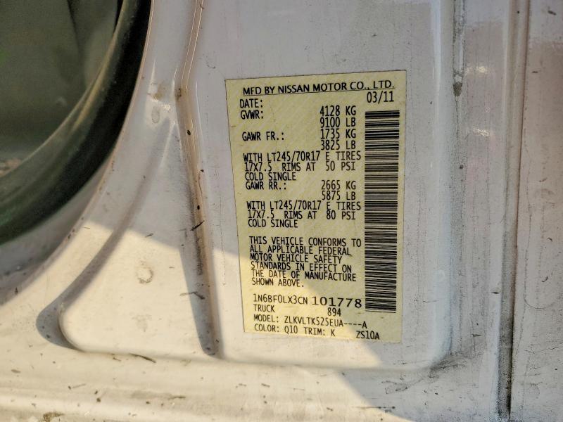 48840836 :رقم المزاد ، 1N6BF0LX3CN101778 vin ، 2012 Nissan Nv مزاد بيع