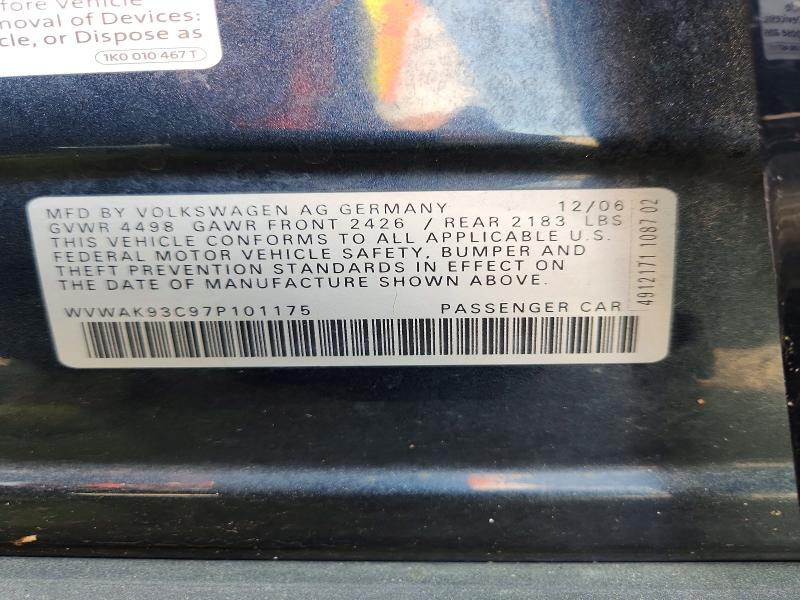 2007 Volkswagen Passat მანქანა იყიდება აუქციონზე, vin: WVWAK93C97P101175, აუქციონის ნომერი: 49215236
