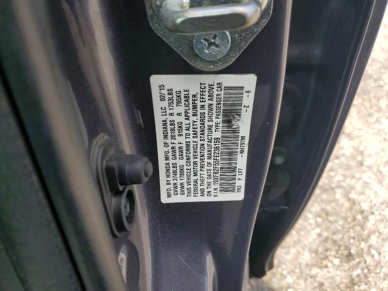 Продаж на аукціоні авто 2015 Honda Civic, vin: 19XFB2F55FE236159, номер лоту: 51201066