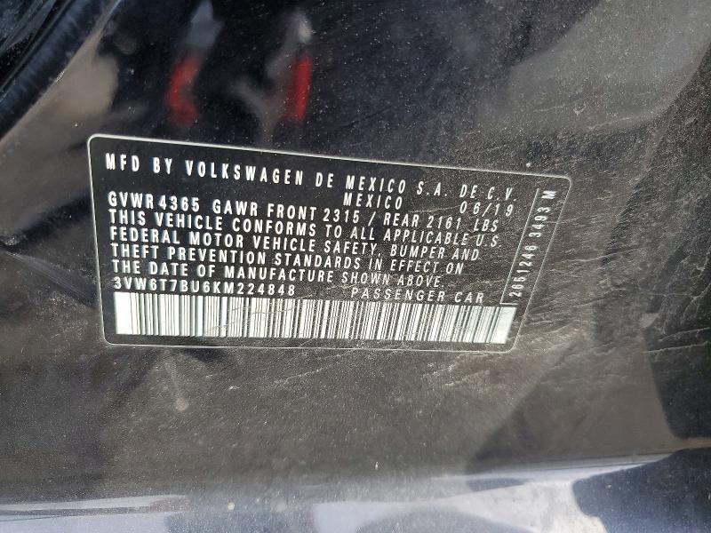 Продаж на аукціоні авто 2019 Volkswagen Jetta, vin: 3VW6T7BU6KM224848, номер лоту: 49507506