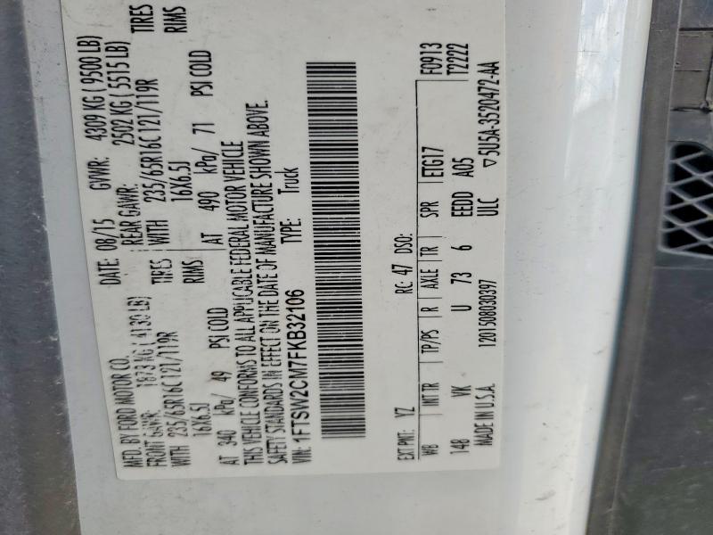 2015 Ford Transit მანქანა იყიდება აუქციონზე, vin: 1FTSW2CM7FKB32106, აუქციონის ნომერი: 50528926