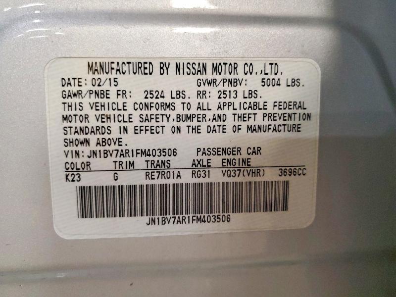Продажа на аукционе авто 2015 Infiniti Q50, vin: JN1BV7AR1FM403506, номер лота: 49014496