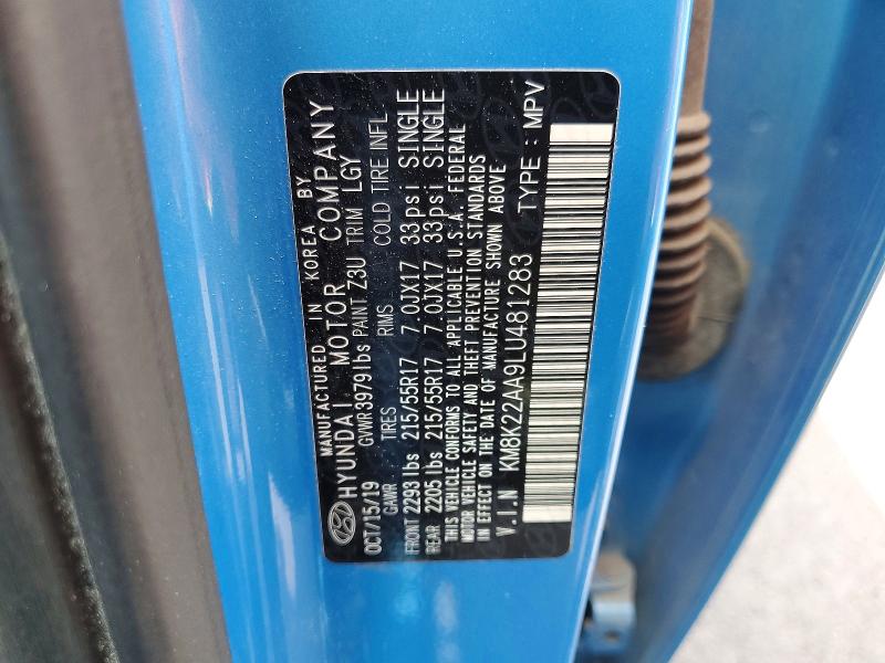 51907446 :رقم المزاد ، KM8K22AA9LU481283 vin ، 2020 Hyundai Kona مزاد بيع