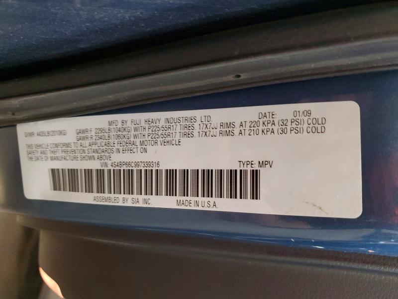 49011906 :رقم المزاد ، 4S4BP66C997339316 vin ، 2009 Subaru Outback مزاد بيع