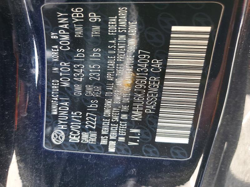 2016 Hyundai Genesis Coupe მანქანა იყიდება აუქციონზე, vin: KMHHU6KJ9GU134097, აუქციონის ნომერი: 48655746
