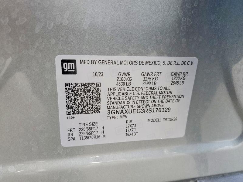 50452156 :رقم المزاد ، 3GNAXUEG3RS176129 vin ، 2024 Chevrolet Equinox مزاد بيع