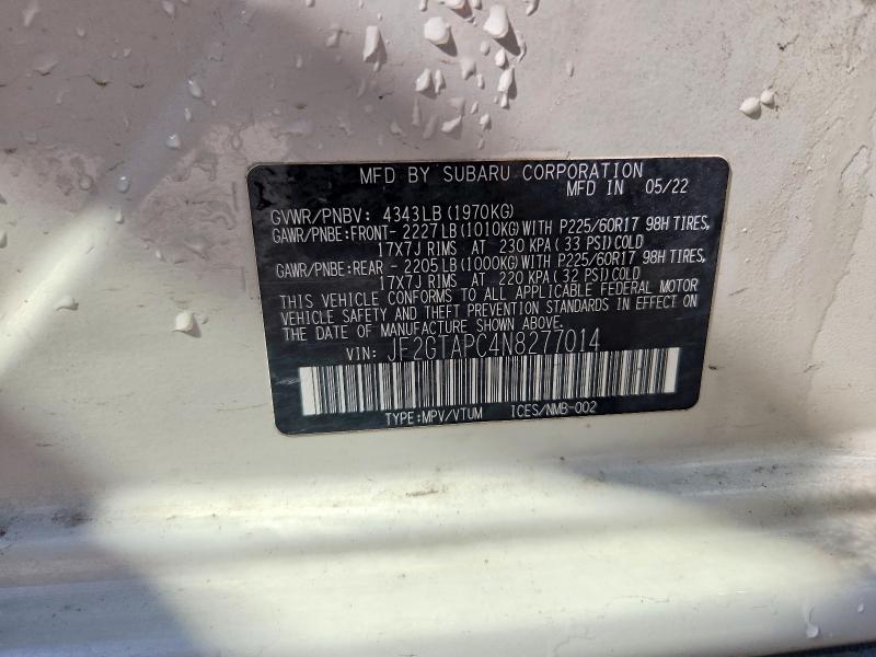 Продаж на аукціоні авто 2022 Subaru Crosstrek, vin: JF2GTAPC4N8277014, номер лоту: 49108656