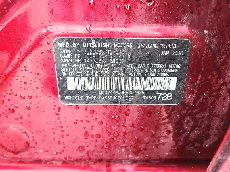 Aukcja sprzedaży 2020 Mitsubishi Mirage, vin: ML32A3HJ0LH007625, numer aukcji: 51328826