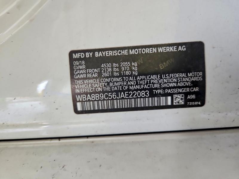 Aukcja sprzedaży 2018 Bmw 330, vin: WBA8B9C56JAE22083, numer aukcji: 48420146