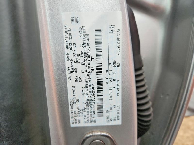 2020 Ford Escape მანქანა იყიდება აუქციონზე, vin: 1FMCU9G62LUA25801, აუქციონის ნომერი: 48430116