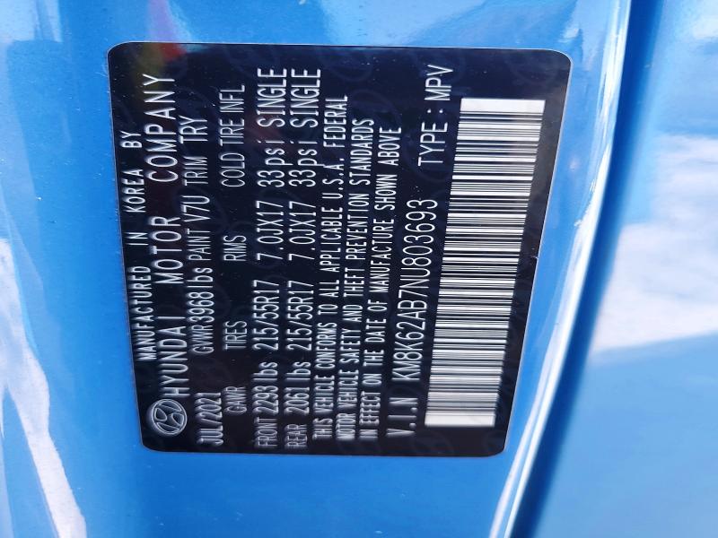 2022 Hyundai Kona მანქანა იყიდება აუქციონზე, vin: KM8K62AB7NU803693, აუქციონის ნომერი: 51828206