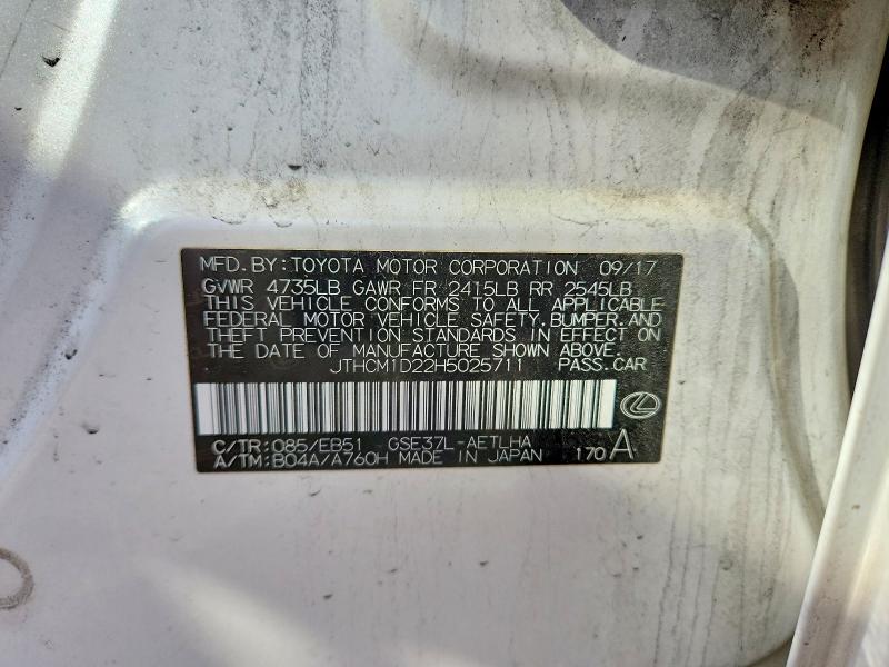 49735266 :رقم المزاد ، JTHCM1D22H5025711 vin ، 2017 Lexus Is مزاد بيع